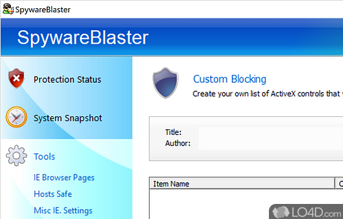 Secure your system - Screenshot of SpywareBlaster