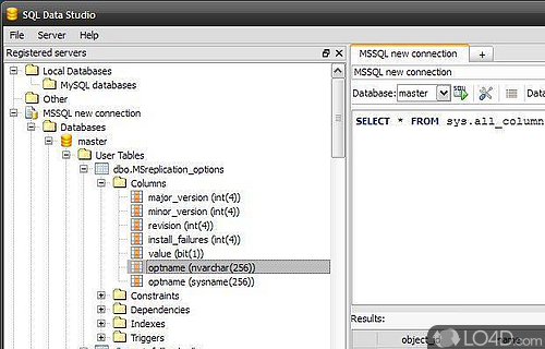 Screenshot of SQL Data Studio - User interface
