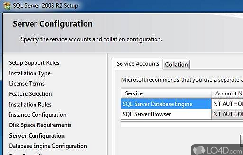 Screenshot of SQL Server Express - User interface