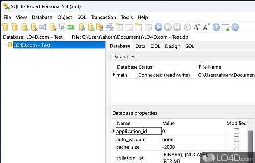 Interface to work with SQL databases - Screenshot of SQLite Expert Personal