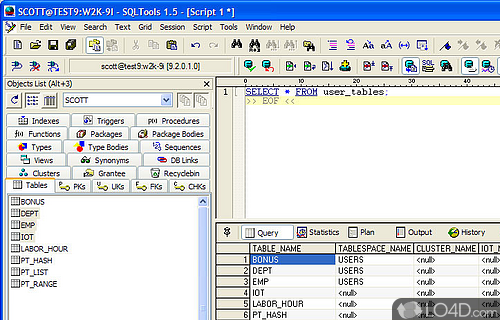 Screenshot of SQLTools - Robust and tool designed for Oracle users who need to manage and organize tables, procedures and SQL scripts