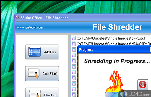 Screenshot of SSuite File Shredder - Small utility that is well suited for completely deleting the most sensitive files from any computer