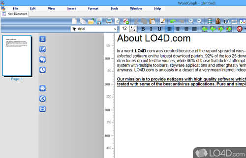 Create text documents with embedded tables, graphs, charts - Screenshot of SSuite Office - WordGraph