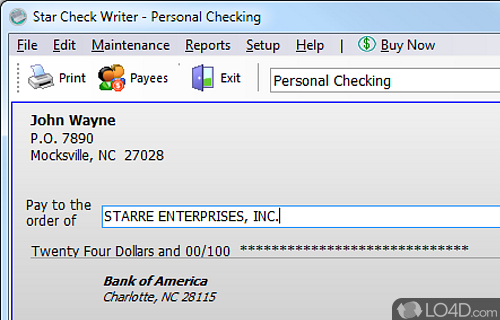 Screenshot of Star Check Writer - Write checks in a more comfortable manner by simply selecting data of interest stored in databases