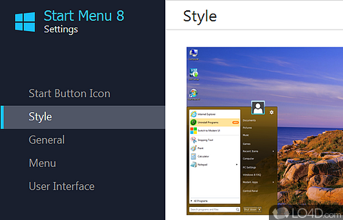 Screenshot of Start Menu 8 - User-friendly layout