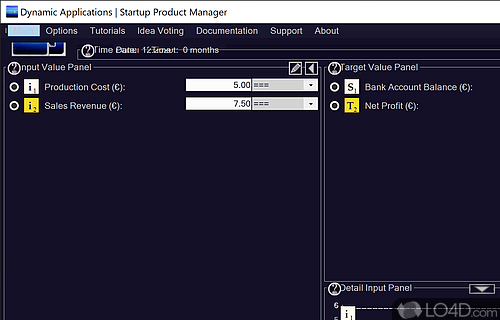 Determine how much money you need to start and run a production business, and view accurate forecasts - Screenshot of Startup Product Manager