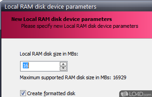 User interface - Screenshot of StarWind RAM Disk