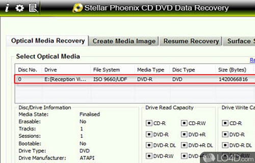 Screenshot of Stellar Phoenix CD Recovery - User interface