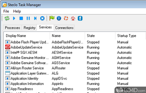 Manage processes, registries, services and connections - Screenshot of SterJo Task Manager