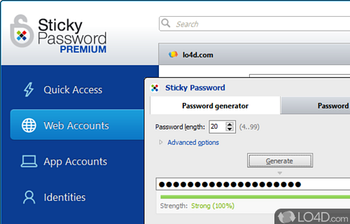 System tray running mode and portable edition - Screenshot of Sticky Password