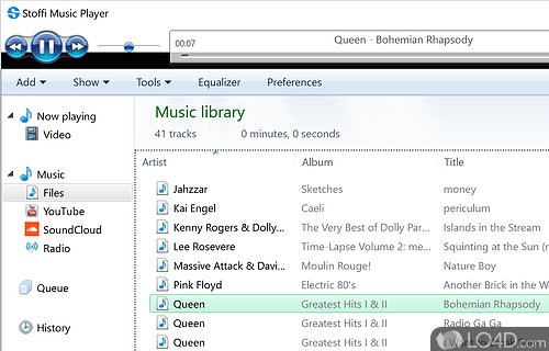 Audio player that comes with support for playlist creation (M3U - Screenshot of Stoffi Music Player