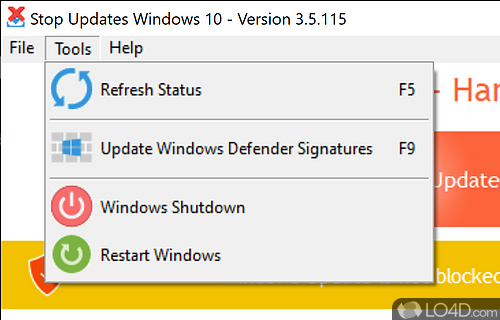 Manage their operating system updates - Screenshot of StopUpdates10