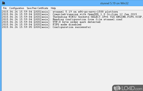 Screenshot of Stunnel - Can add SSL functionality to inetd daemons like POP2, POP3