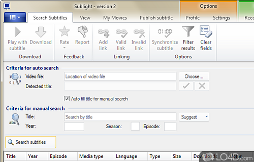 Screenshot of Sublight - Search for movie subtitles on the Internet, according to the keywords you enter