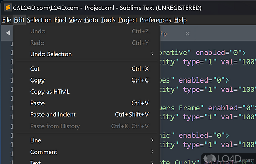 Navigating the content and changing your code's default formatting options - Screenshot of Sublime Text