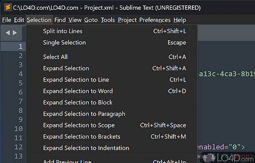 Syntax configuration and code helpers - Screenshot of Sublime Text