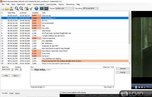 Screenshot of Subtitle Edit Portable - Edit subtitles or simply adjust a few aspects regarding their contents
