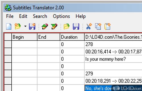 Translate subtitles (SUB or plain text file format) from one language to another - Screenshot of Subtitles Translator