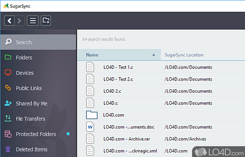 Upload, synchronize and share data - Screenshot of SugarSync