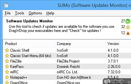Keep all installed software apps up to date using this app that automatically scans the computer - Screenshot of SUMo