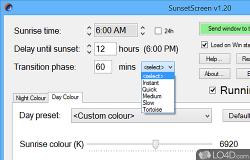 Gradual color change from day to night - Screenshot of SunsetScreen