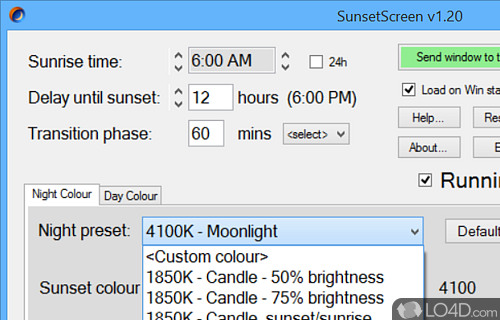 A free tool that adjusts your wallpaper on a timer - Screenshot of SunsetScreen