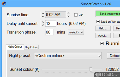 User interface - Screenshot of SunsetScreen
