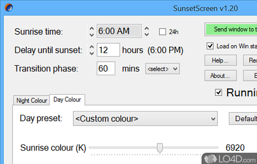 Automatically reduces the brightness of screen and modifies its color to an orange hue to match indoor lighting - Screenshot of SunsetScreen