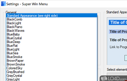 Easily customize the app's looks and behavior - Screenshot of Super Win Menu