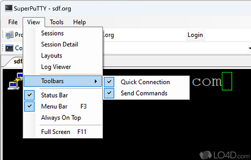 Protocol switching and network management - Screenshot of SuperPuTTY