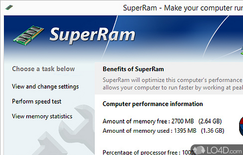 Screenshot of SuperRam - Optimize computer's memory by freeing wasted memory back to the PC