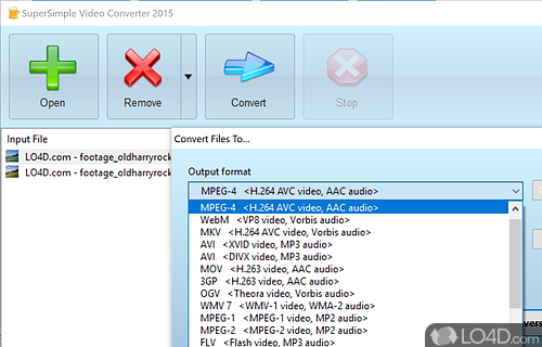 User interface - Screenshot of SuperSimple Video Converter