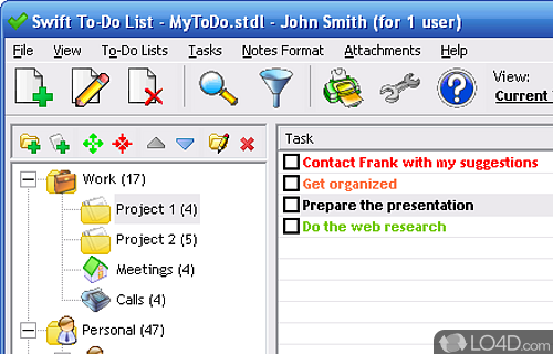 Screenshot of Swift To-Do List - Software utility to carefully plan and schedule daily activities, so you never miss a deadline or forget an anniversary
