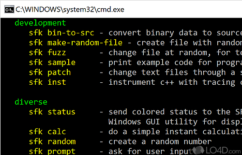 Portable list of command line tools - Screenshot of Swiss File Knife