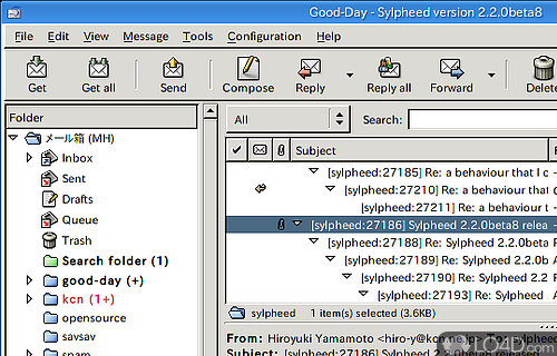 Screenshot of Sylpheed - Utility offers you the possibility to connect to POP3
