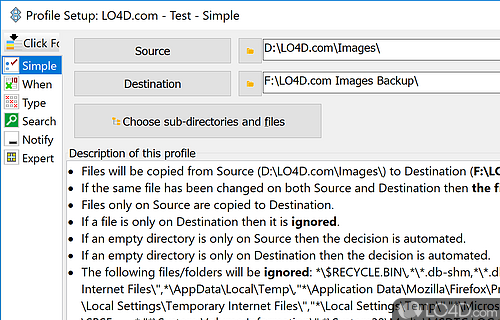 Make backups for files - Screenshot of SyncBack