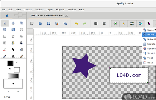 Layer support and a handy toolbox to work with - Screenshot of Synfig Studio