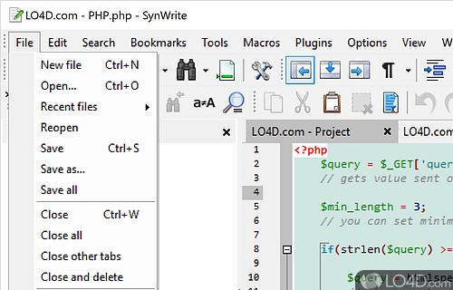 Free source code editor - Screenshot of SynWrite