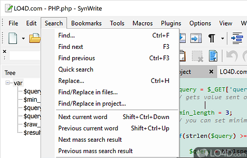 Project management - Screenshot of SynWrite
