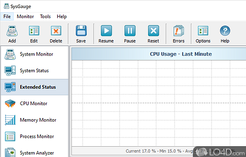 Packs a multitude of counters that can generate detailed reports - Screenshot of SysGauge