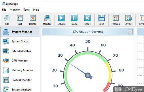 Keep an eye on the memory status, CPU usage - Screenshot of SysGauge