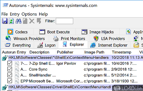 Sysinternals Autoruns Screenshot