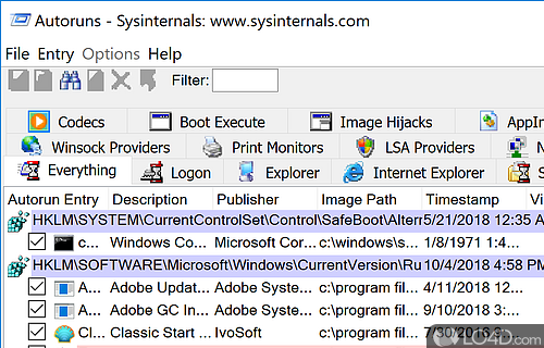 Sysinternals Autoruns Screenshot