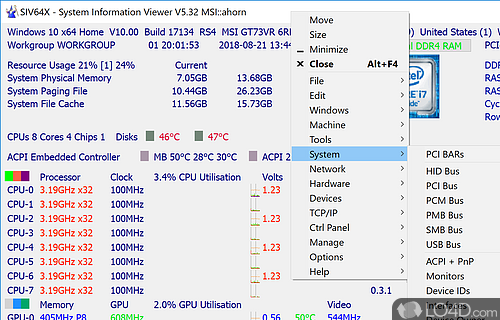 Simple interface filled with numerous information - Screenshot of System Information Viewer