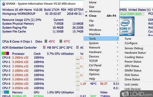 View and copy data seamlessly, customize settings - Screenshot of System Information Viewer