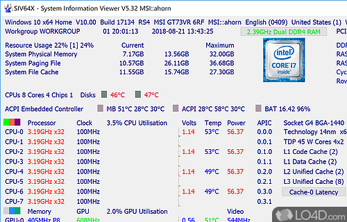 One of the most system information tools to date concerning hardware-related data - Screenshot of System Information Viewer