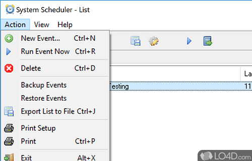 User interface - Screenshot of System Scheduler Free