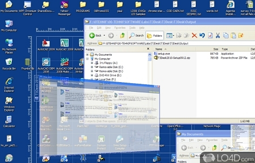 Screenshot of T3Desk - Lets you manage apps more easily in a 3D desktop where rearrange objects anyway you want