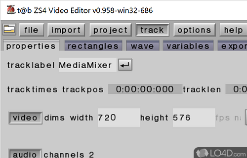 User interface - Screenshot of ZS4 Video Editor