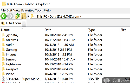 Tabbed file manager that use to organize files and directories saving settings to XML file format for later use - Screenshot of Tablacus Explorer
